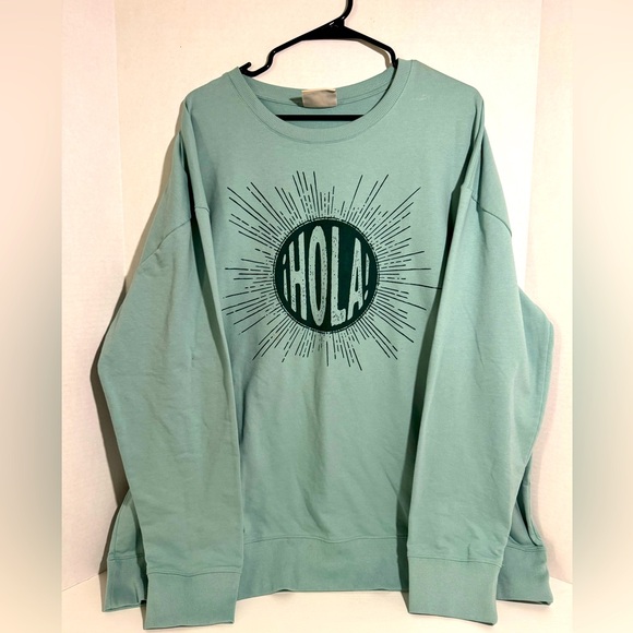 Latino Heritage Month Crewneck Sweater Womans Plus Size XXL Blue Long Sleeve - Picture 1 of 2